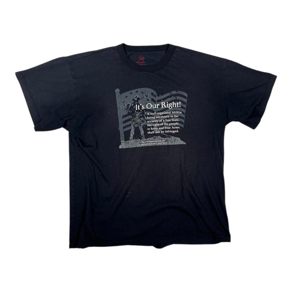 Rothco T-Shirt Mens 2XL Black Second Amendment Patriotic USA Flag Graphic